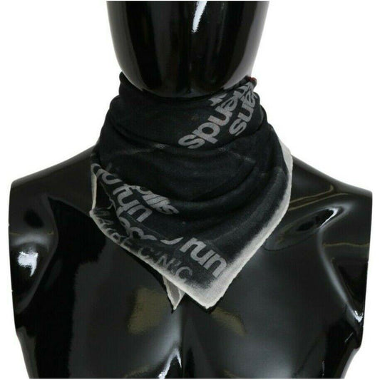 Costume National Dark Gray Wool Foulard Branded Scarf MS1656