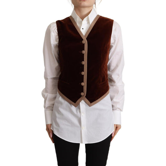 Dolce & Gabbana Bordeaux Velvet Cotton V-neck Sleeveless Vest Top TSH7623 - 40