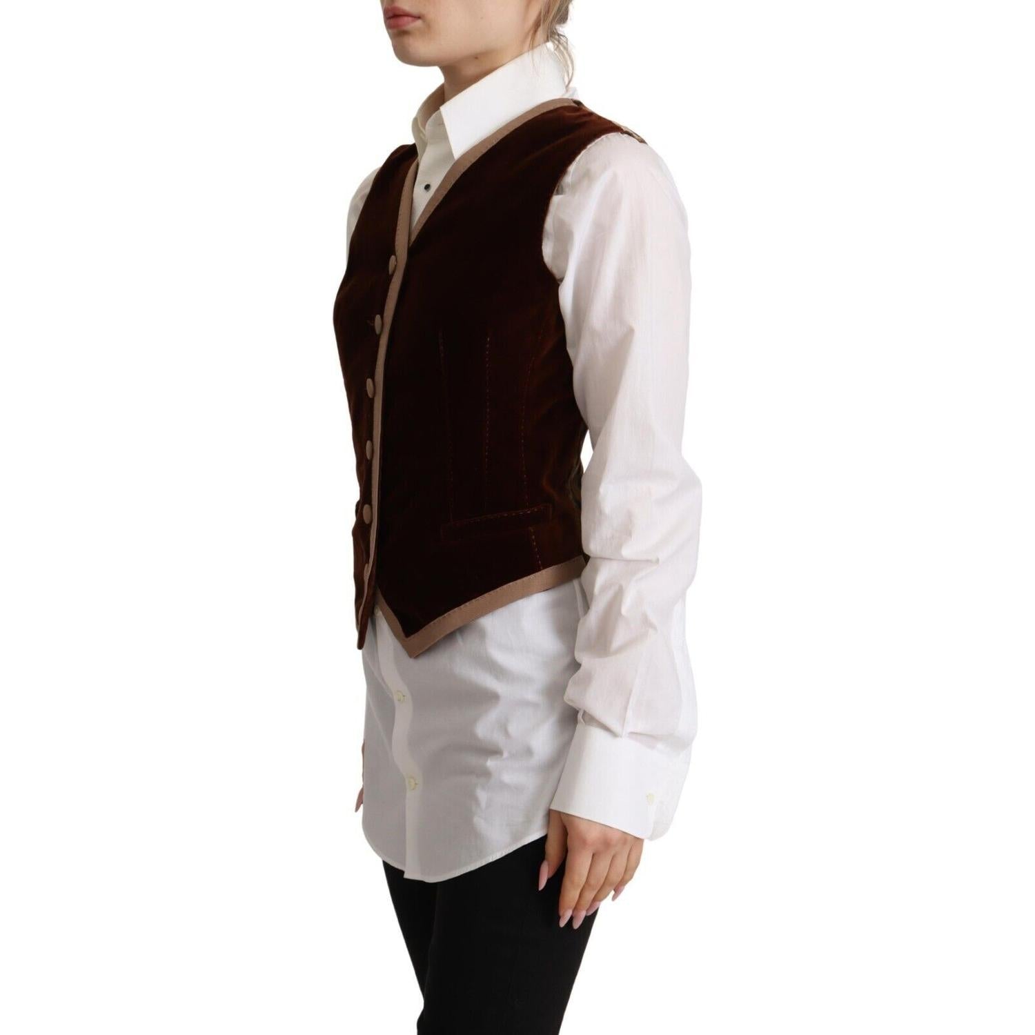 Dolce & Gabbana Bordeaux Velvet Cotton V-neck Sleeveless Vest Top