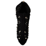 Dolce & Gabbana Black Crystals Heels Zipper Short Boots Shoes LA9773 - 37.5