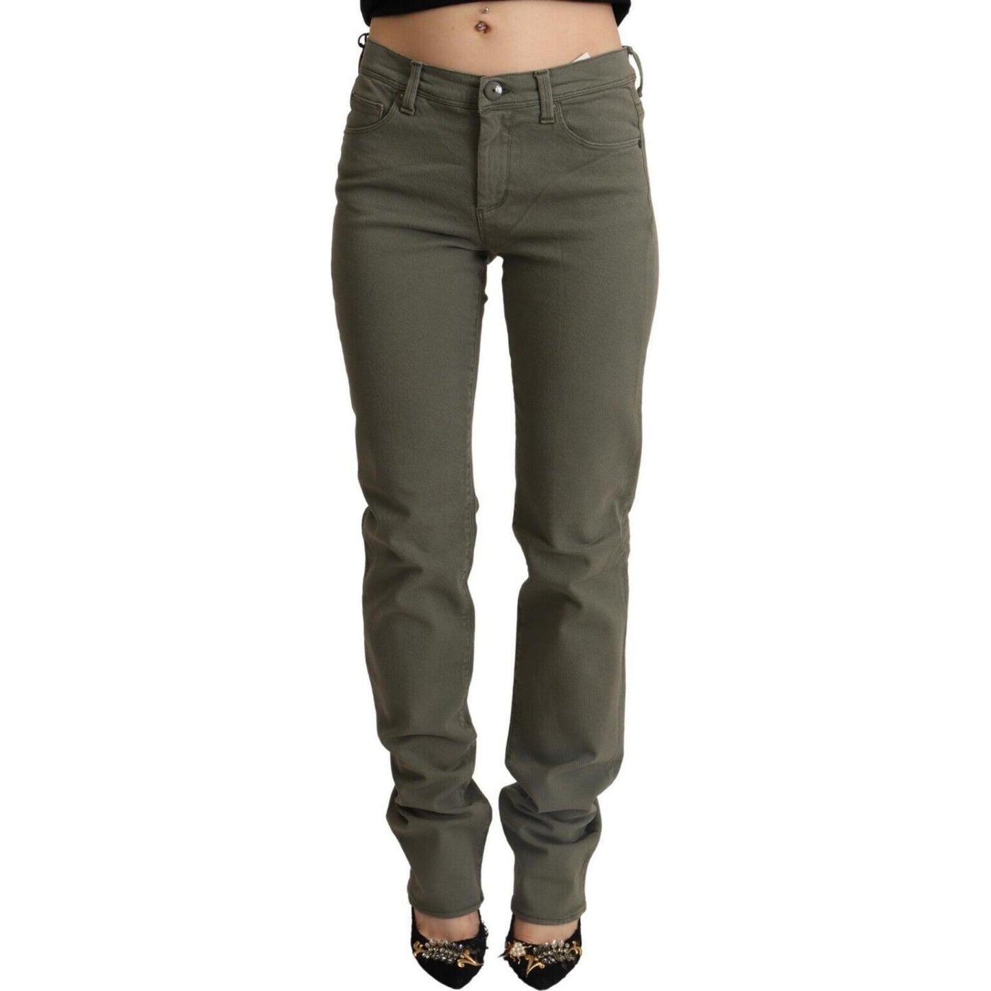 Ermanno Scervino Gray Low Waist Cotton Skinny Denim Trouser Jeans PAN72189 - 28