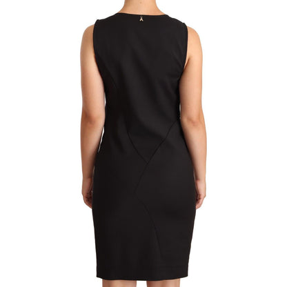 Patrizia Pepe Black Cotton Blend Sleeveless Knee Length Sheath Dress