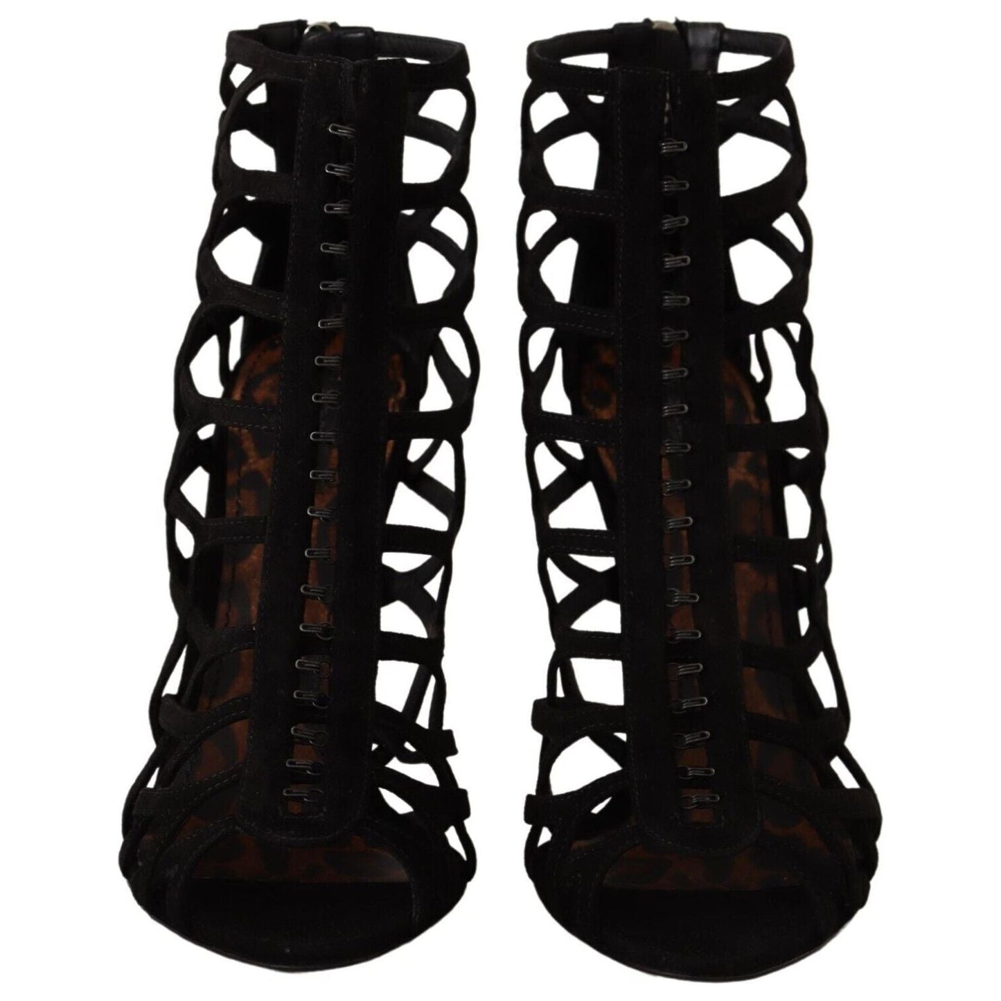 Dolce & Gabbana Black Suede Stiletto Heels Bette Sandals Shoes LA9748 - 41