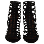 Dolce & Gabbana Black Suede Stiletto Heels Bette Sandals Shoes LA9748 - 41