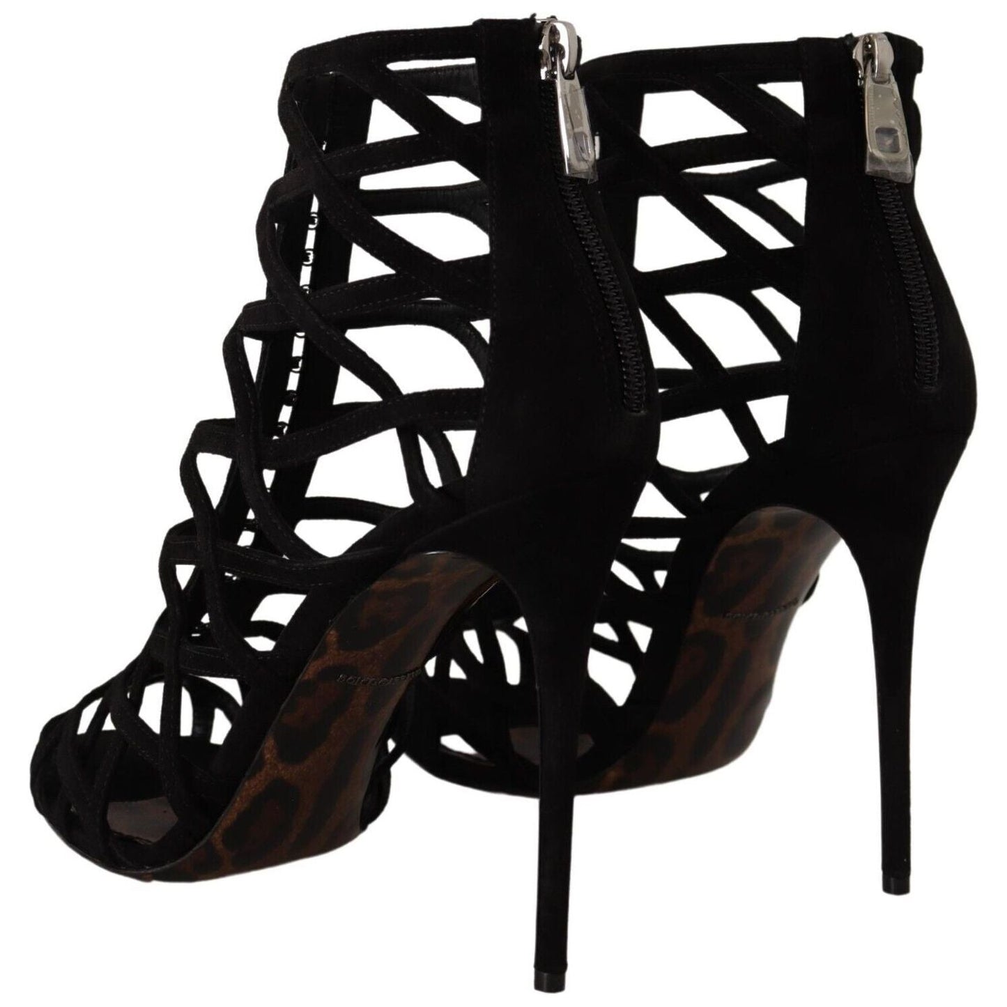 Dolce & Gabbana Black Suede Stiletto Heels Bette Sandals Shoes LA9748 - 41