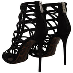 Dolce & Gabbana Black Suede Stiletto Heels Bette Sandals Shoes LA9748 - 41