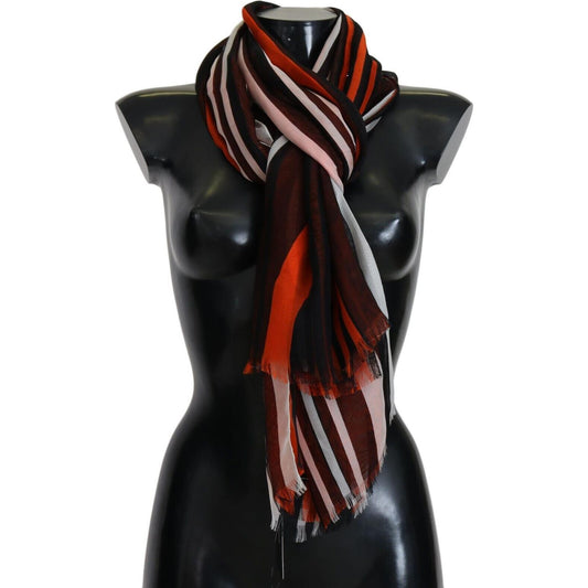 Dolce & Gabbana Multicolor Striped Silk Shawl Fringes Scarf MS1803