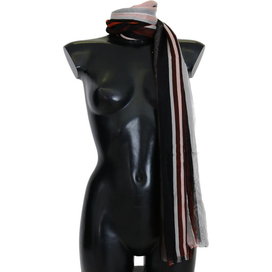 Dolce & Gabbana Multicolor Striped Silk Shawl Fringes Scarf MS1803