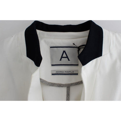 Andrea Pompilio White Cotton Blend Oversized Blazer Jacket Blazer Jacket