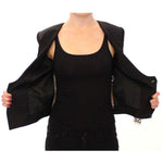 Dolce & Gabbana Elegant Silk-Blend Black Blazer with Scarf Back Detail Blazer jacket Dolce & Gabbana Wheat