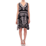 Sachin & Babi Black Silk Floral Pattern Shift Coctail Dress GSD12612-1