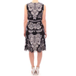 Sachin & Babi Black Silk Floral Pattern Shift Coctail Dress GSD12612-1