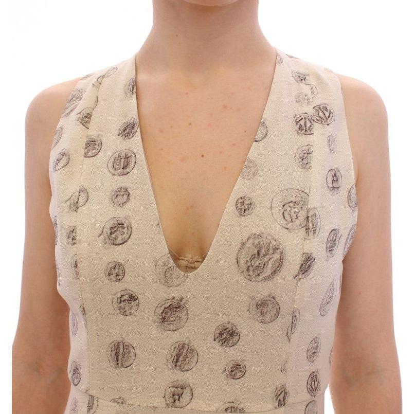 فستان أنيق من الصوف الأبيض مع طبعة رمادية من أندريا إنكونتري