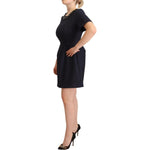 L'Autre Chose Black Embellished Short Sleeves Mini A-line Dress DR28366 - 44