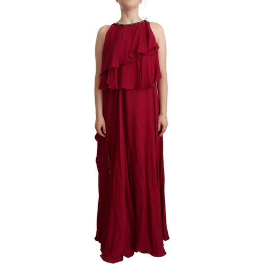 PLEIN SUD Orchid Silk Sleeveless Long Maxi Ruffle Shift Dress DR28510 - 44
