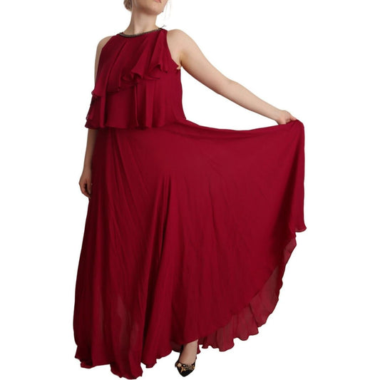 PLEIN SUD Orchid Silk Sleeveless Long Maxi Ruffle Shift Dress DR28510 - 44