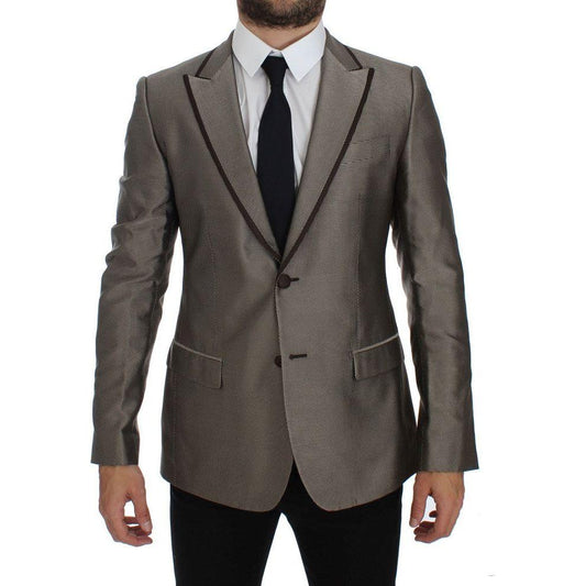Dolce & Gabbana Brown Slim Fit Silk Two Button Blazer GTT10087-1