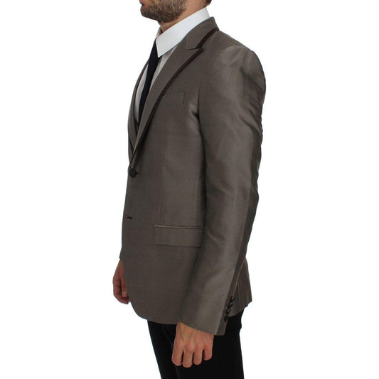 Dolce & Gabbana Brown Slim Fit Silk Two Button Blazer GTT10087-1