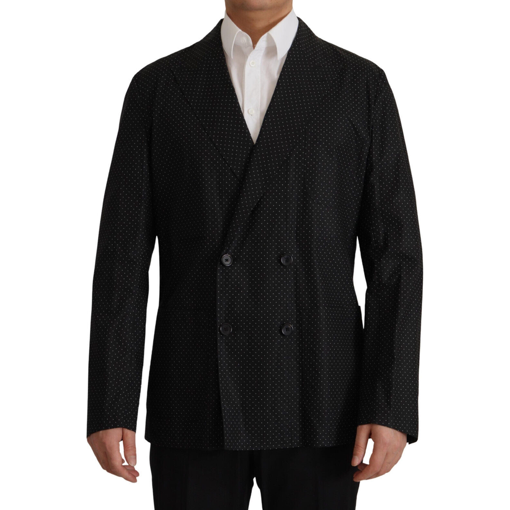 Dolce & Gabbana Black Polka Dotted Cotton Blazer Jacket JKT3401- 56