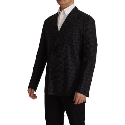 Dolce & Gabbana Black Polka Dotted Cotton Blazer Jacket