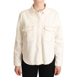 Levi's White Cotton Collared Long Sleeves Button Down Polo Top TSH7086 - 44