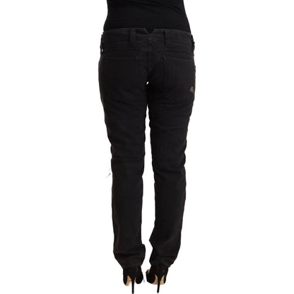 CYCLE Black Cotton Distressed Low Waist Slim Fit Denim Jeans