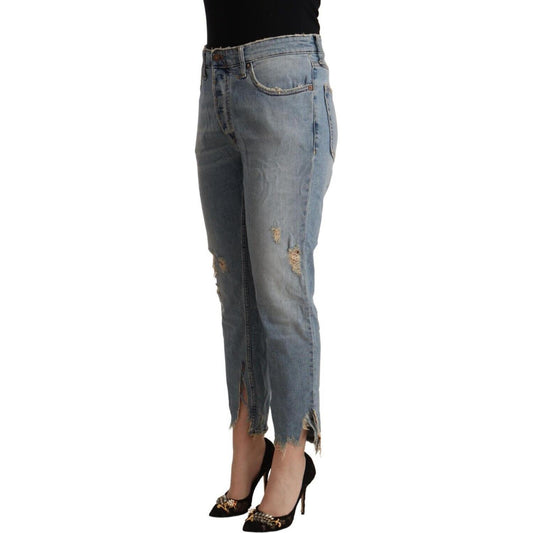 CYCLE Light Blue Distressed Mid Waist Cropped Denim Jeans PAN71165 - 34