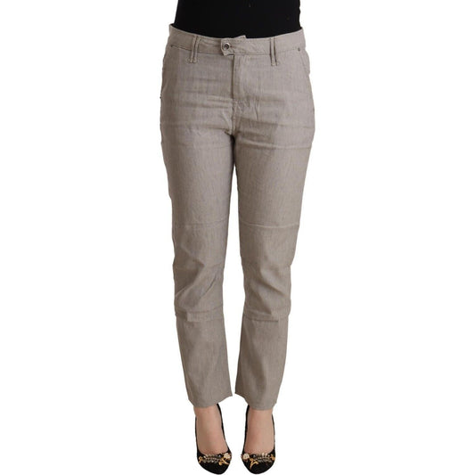 CYCLE Light Gray Linen Blend Mid Waist Tapered Pants PAN71171 - 30