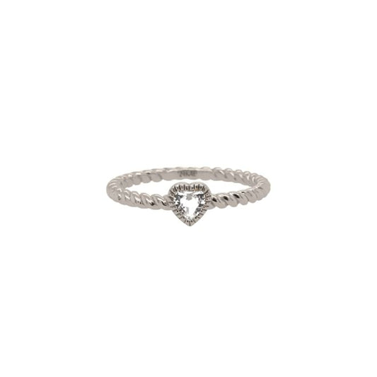 Elegant heart-shaped ring by 24KAE JEWELS JEWELRY Mod. 12417S/54 featuring a twisted band and sparkling stones