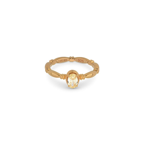 24KAE JEWELS JEWELRY Mod. 12441Y/54 elegant gold ring with a central gemstone showcased