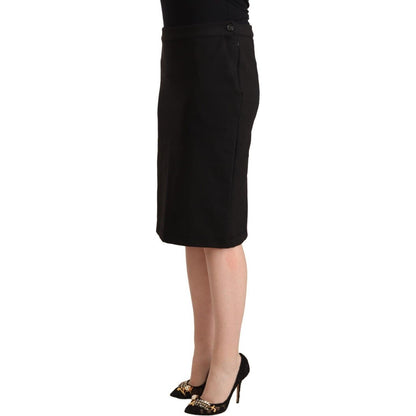 GF Ferre Black Straight Pencil Cut Knee Length Skirt
