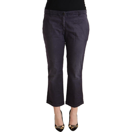 Jucca Black Low Waist Folded Hem Flared Cropped Pants PAN72181 - 46