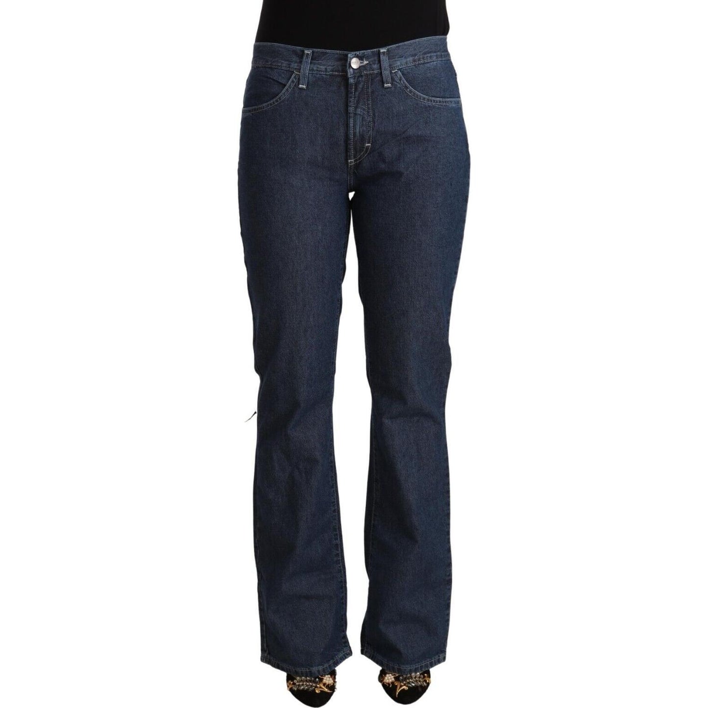 GF Ferre Blue Cotton Mid Waist Flared Denim Jeans PAN72222 - 31