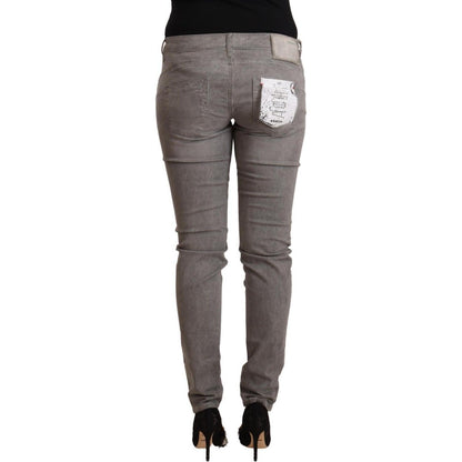 Acht Gray Cotton Low Waist Skinny Push Up Denim Jeans