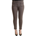 John Galliano Gray Cotton Mid Waist Stretch Leggings Cropped Pants PAN72666 - 42