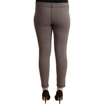 John Galliano Gray Cotton Mid Waist Stretch Leggings Cropped Pants