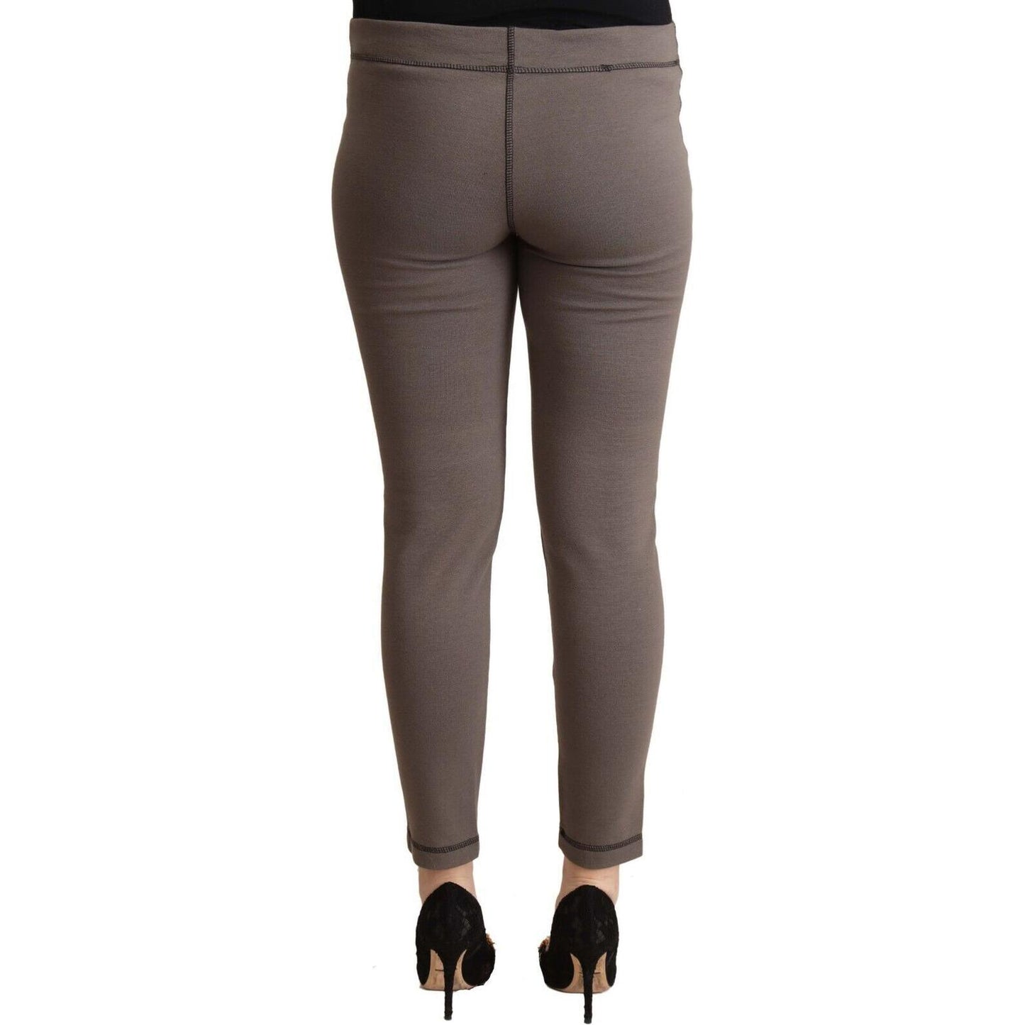 John Galliano Gray Cotton Mid Waist Stretch Leggings Cropped Pants PAN72666 - 42