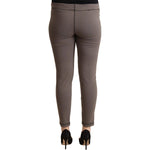 John Galliano Gray Cotton Mid Waist Stretch Leggings Cropped Pants PAN72666 - 42
