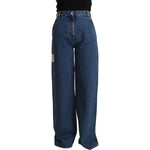 GCDS Blue Cotton High Waist Wide Leg Boot Cut Denim Jeans PAN72658 - 27
