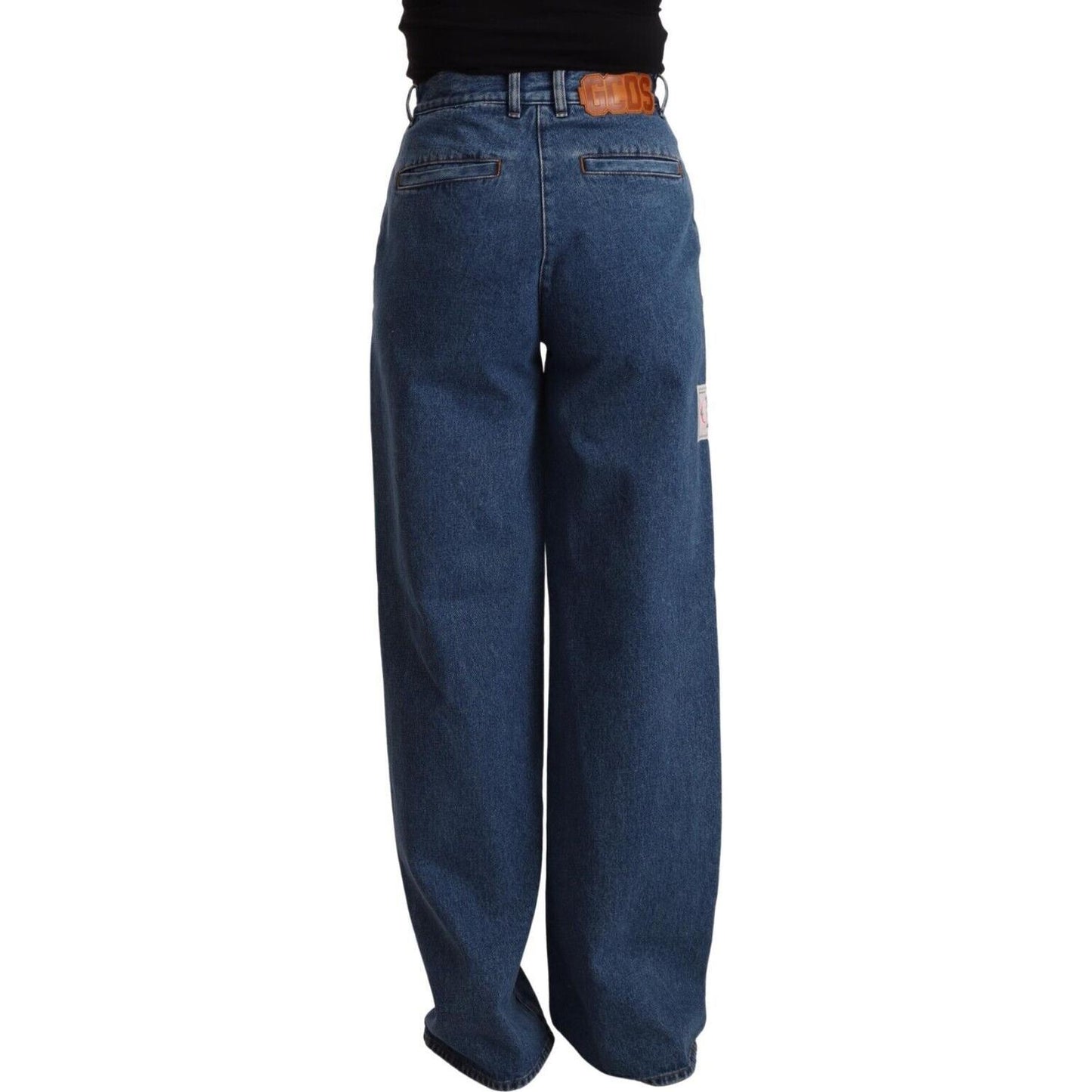 GCDS Blue Cotton High Waist Wide Leg Boot Cut Denim Jeans PAN72658 - 27