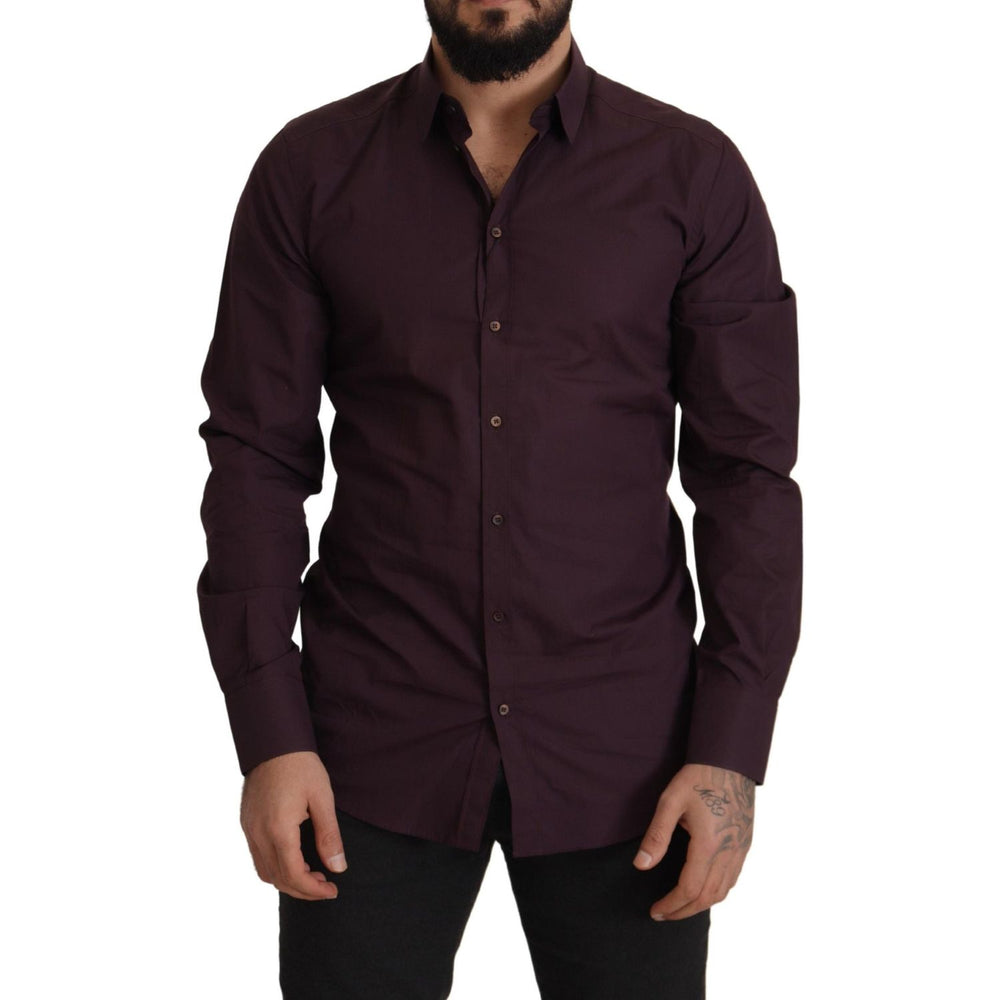 Dolce & Gabbana Purple Cotton GOLD Slim Fit Dress Shirt TSH82957- 41