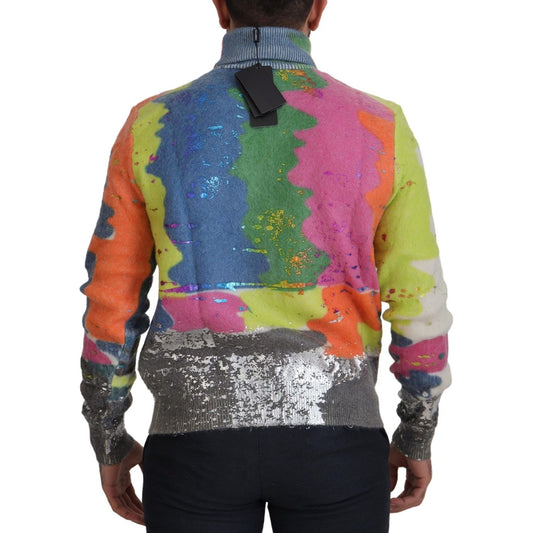 Dolce & Gabbana Multicolor Turtleneck Pullover Mohair Sweater TSH83071- 44