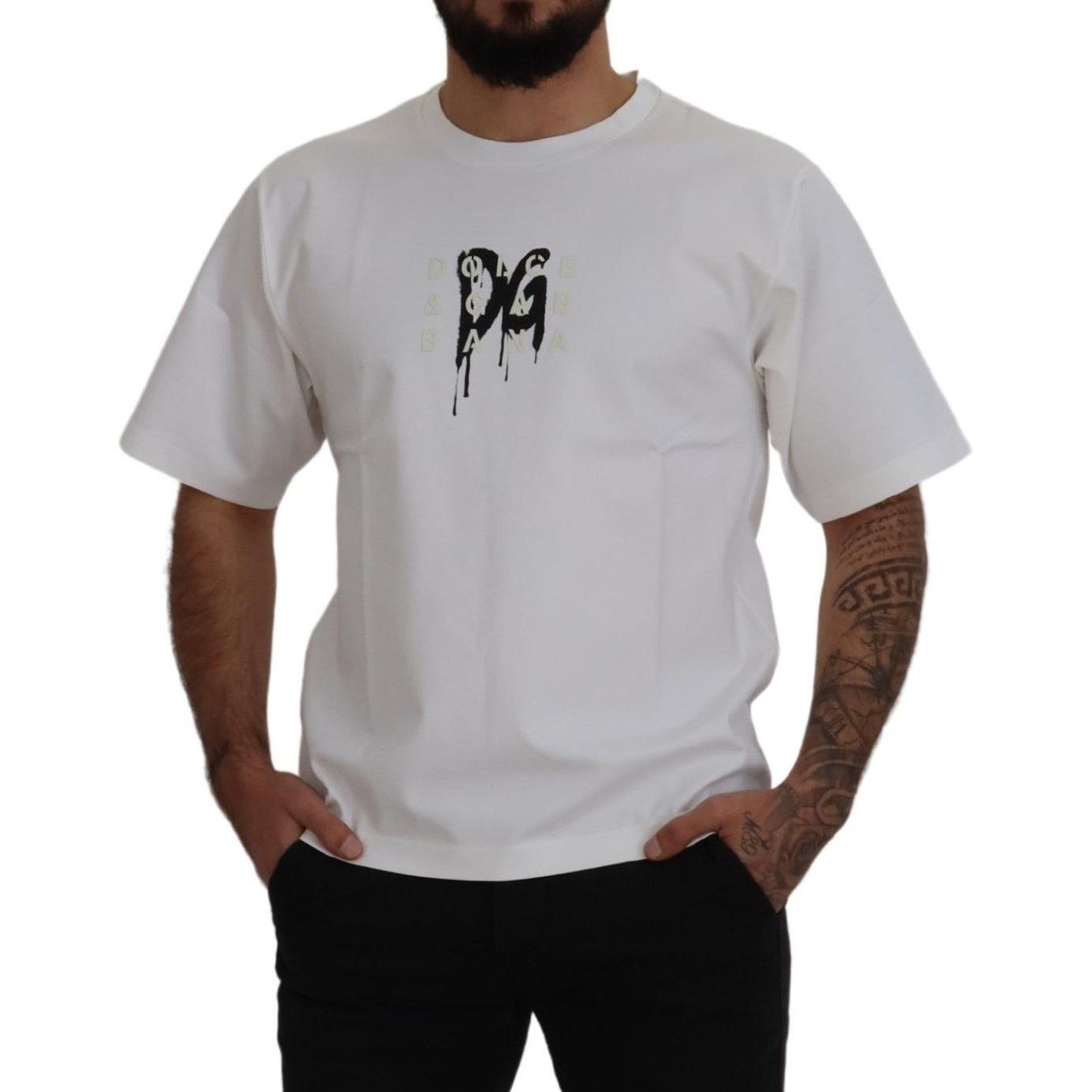 تي شيرت Dolce &amp; Gabbana Timeless White Logo بياقة دائرية
