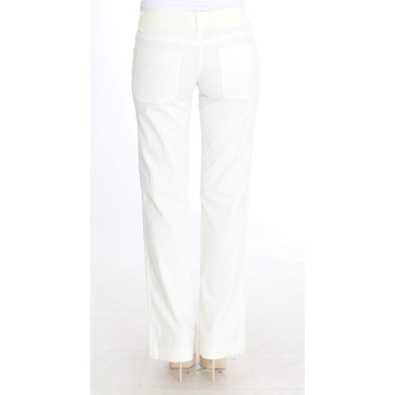 Ermanno Scervino White Striped Straight Fit Pants