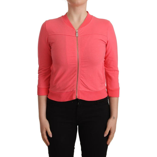 Blumarine Pink 3/4 Sleeve Zip Embellished Sweater JKT3201 - 40