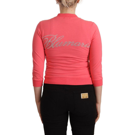 Blumarine Pink 3/4 Sleeve Zip Embellished Sweater JKT3201 - 40