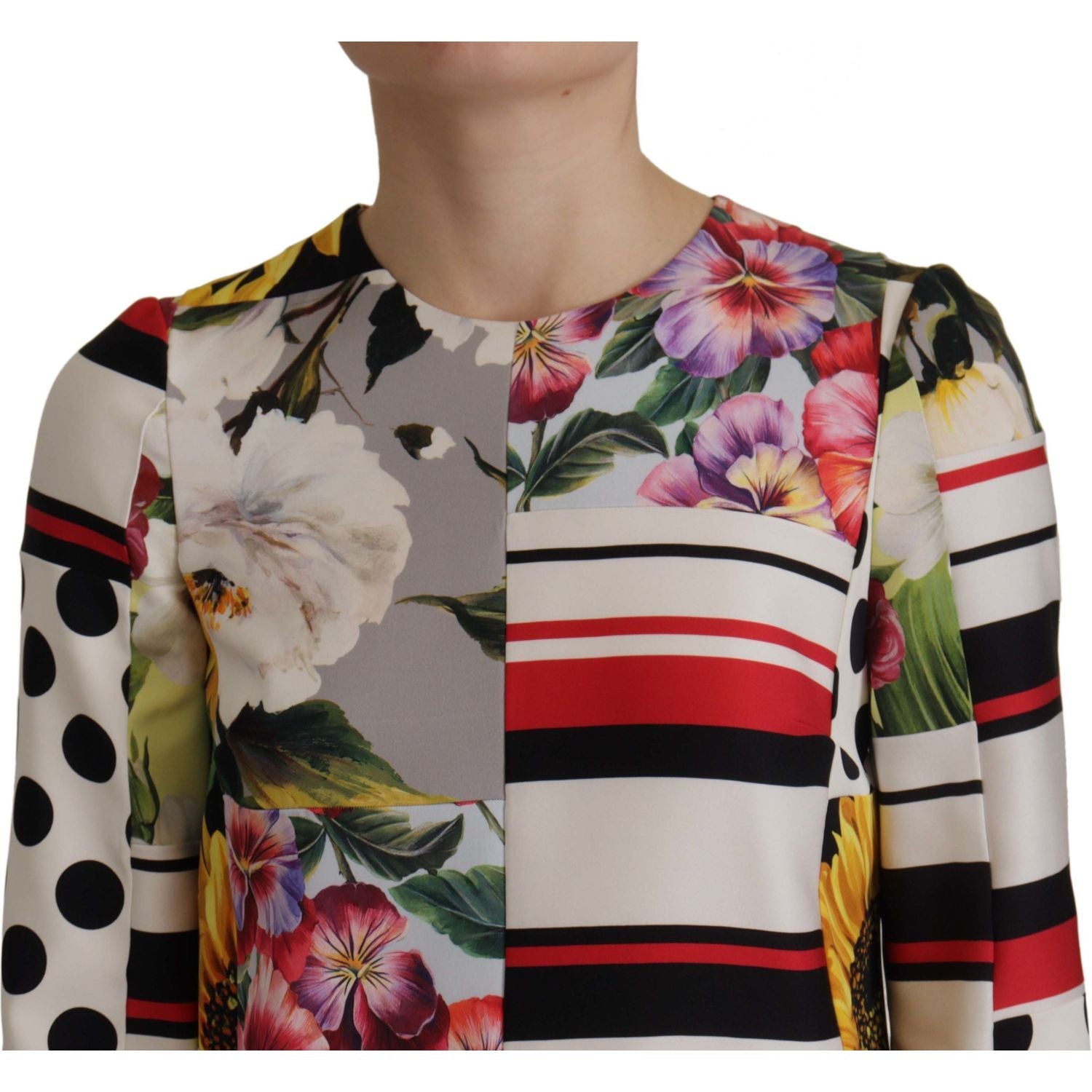 فستان دولتشي آند غابانا متعدد الألوان من قماش شارموز