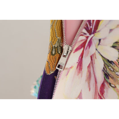 Dolce & Gabbana Dress Midi Patchwork Floral Jaquard Silk