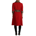 Dolce & Gabbana Dolce & Gabbana Elegant Red Leopard Trench Coat JKT3317- 38 1% Rayon,12% Cotton,1728,2% Silk,67345645728,Clothing,Dolce & Gabbana,IT36|XXS,IT38|XS,Jackets & Coats - Women - Clothing,Material: 85% Wool,New with tags,Red,Women,Women - Clothi