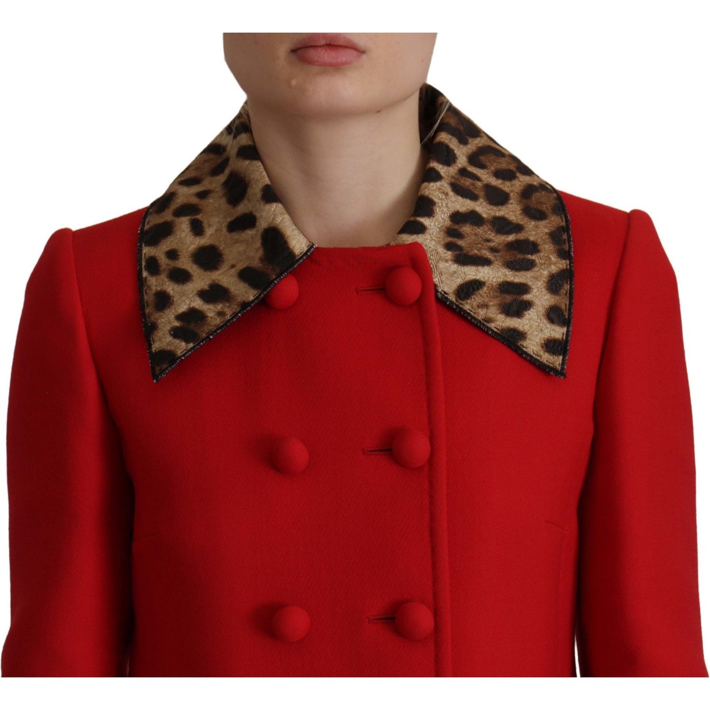 Dolce & Gabbana Dolce & Gabbana Elegant Red Leopard Trench Coat JKT3317- 38 1% Rayon,12% Cotton,1728,2% Silk,67345645728,Clothing,Dolce & Gabbana,IT36|XXS,IT38|XS,Jackets & Coats - Women - Clothing,Material: 85% Wool,New with tags,Red,Women,Women - Clothi